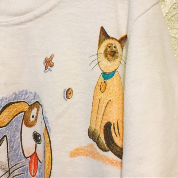 Vintage kids t shirt long sleeve dogs cats 1999 - Picture 3 of 10